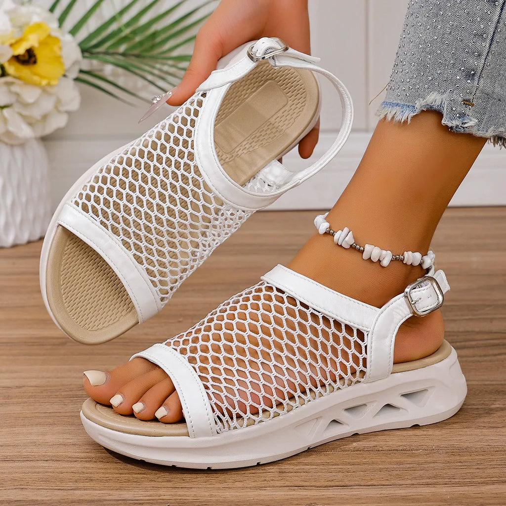 Woven Mesh Comfort Platform Sandals