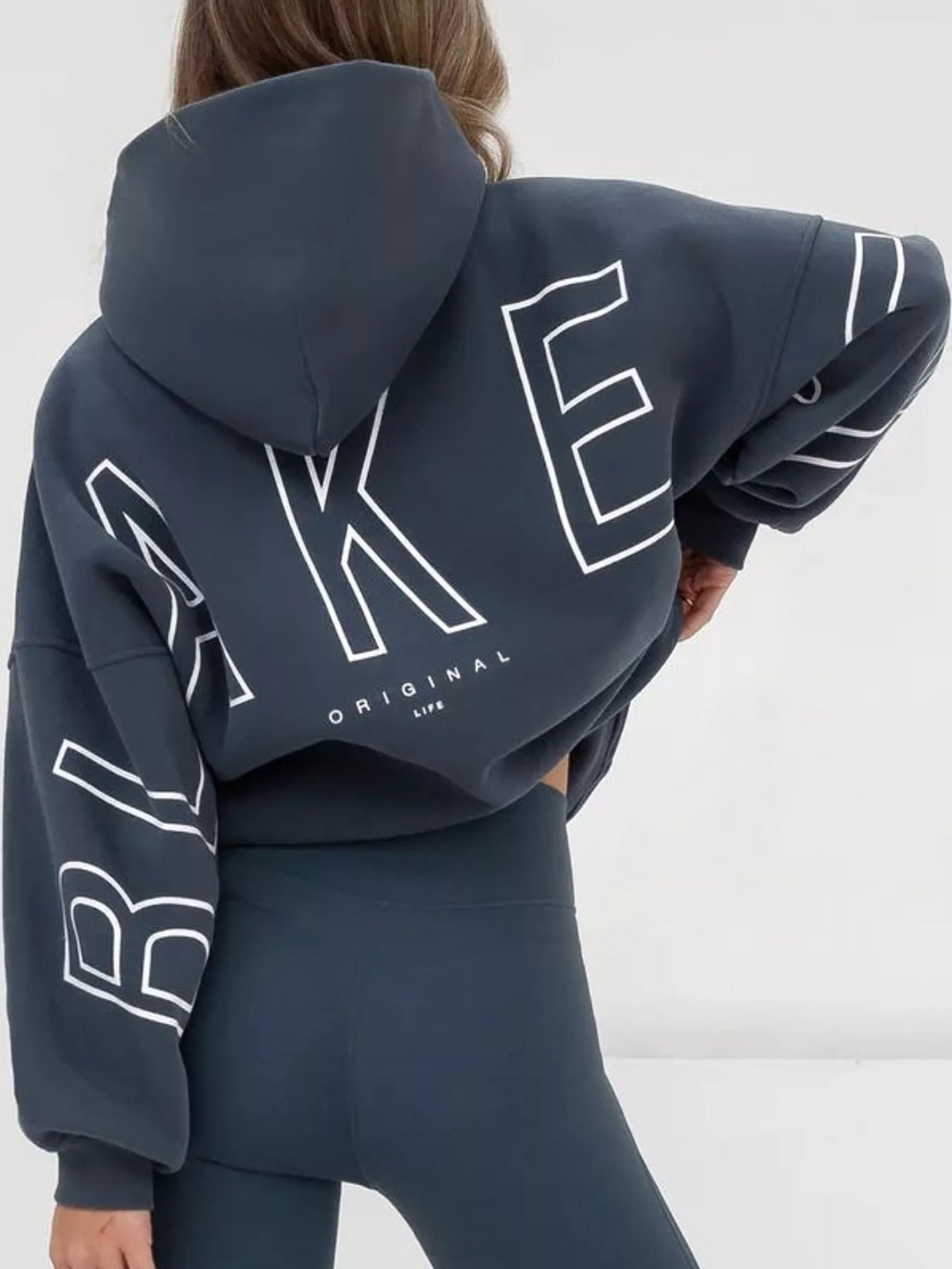 Letter Back Hoodie with Kangaroo Pocket