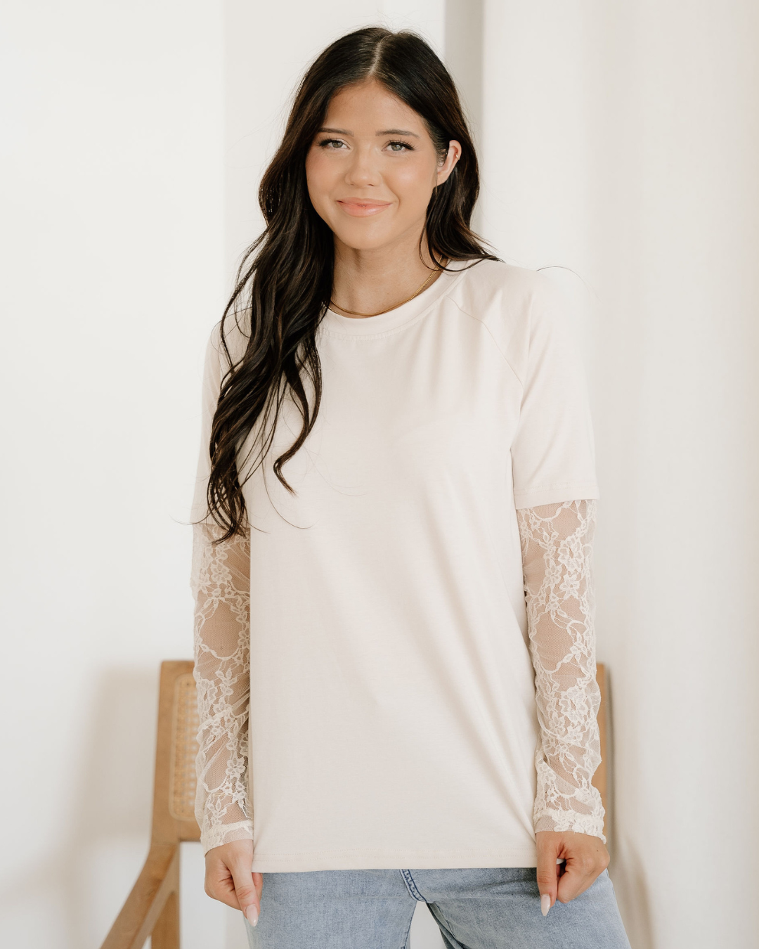 Layered Lace Long Sleeve T Shirt