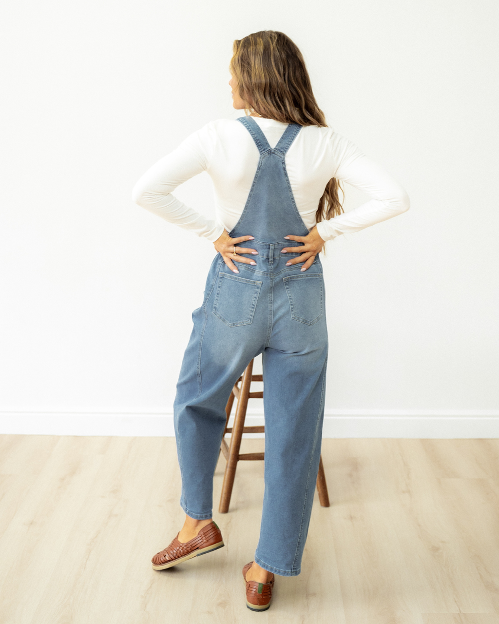 Leilani Adjustable Buckle Straps Straight Leg Denim Overalls