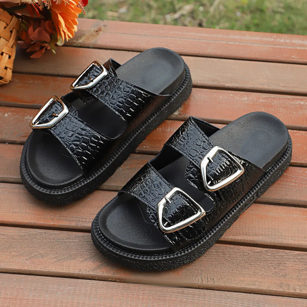 Double Buckle Platform Sandals