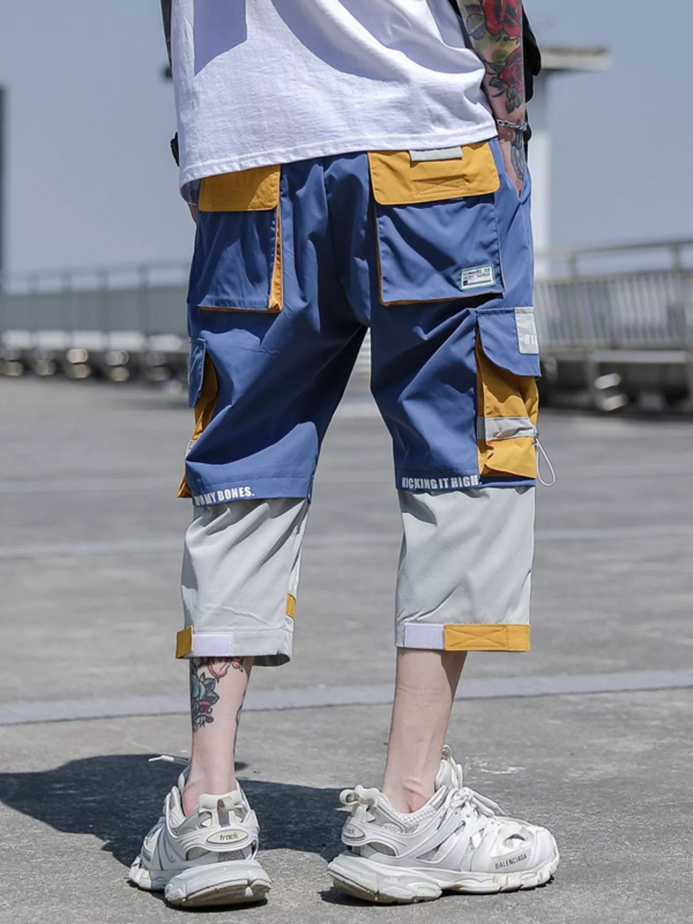 Men's Plus Size Color Block Cargo Pants