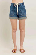 High Rise Cuff Denim Shorts – Plus Size