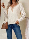 Openwork V-Neck Sweater