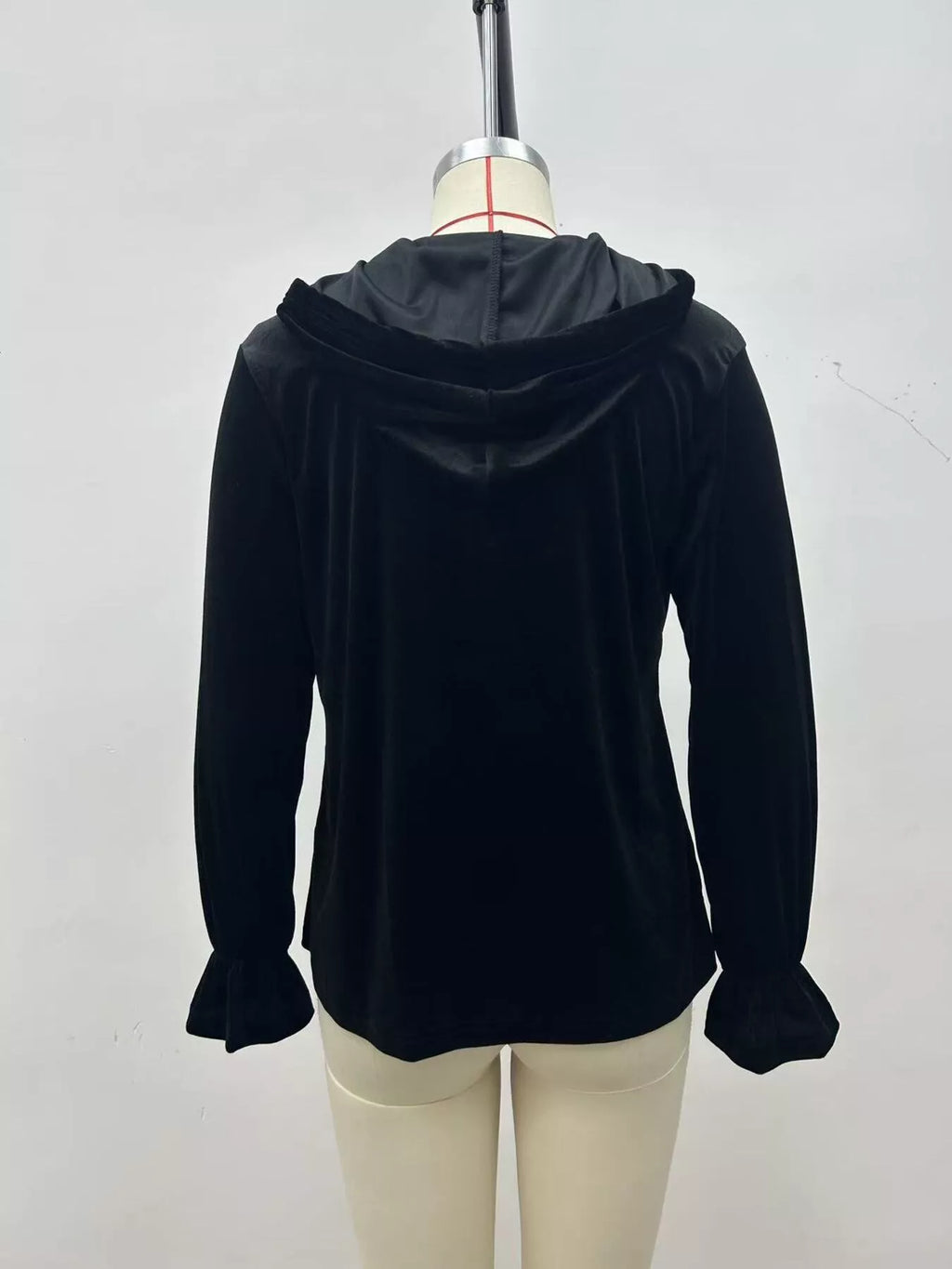 Full Size Velvet Button-Down Hooded Outerwear Plus Size