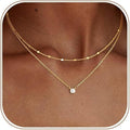 Womens Simple Double Layer Pendant Choker Necklace,Ins Fashion Versatile Layered Neck Chain For Women