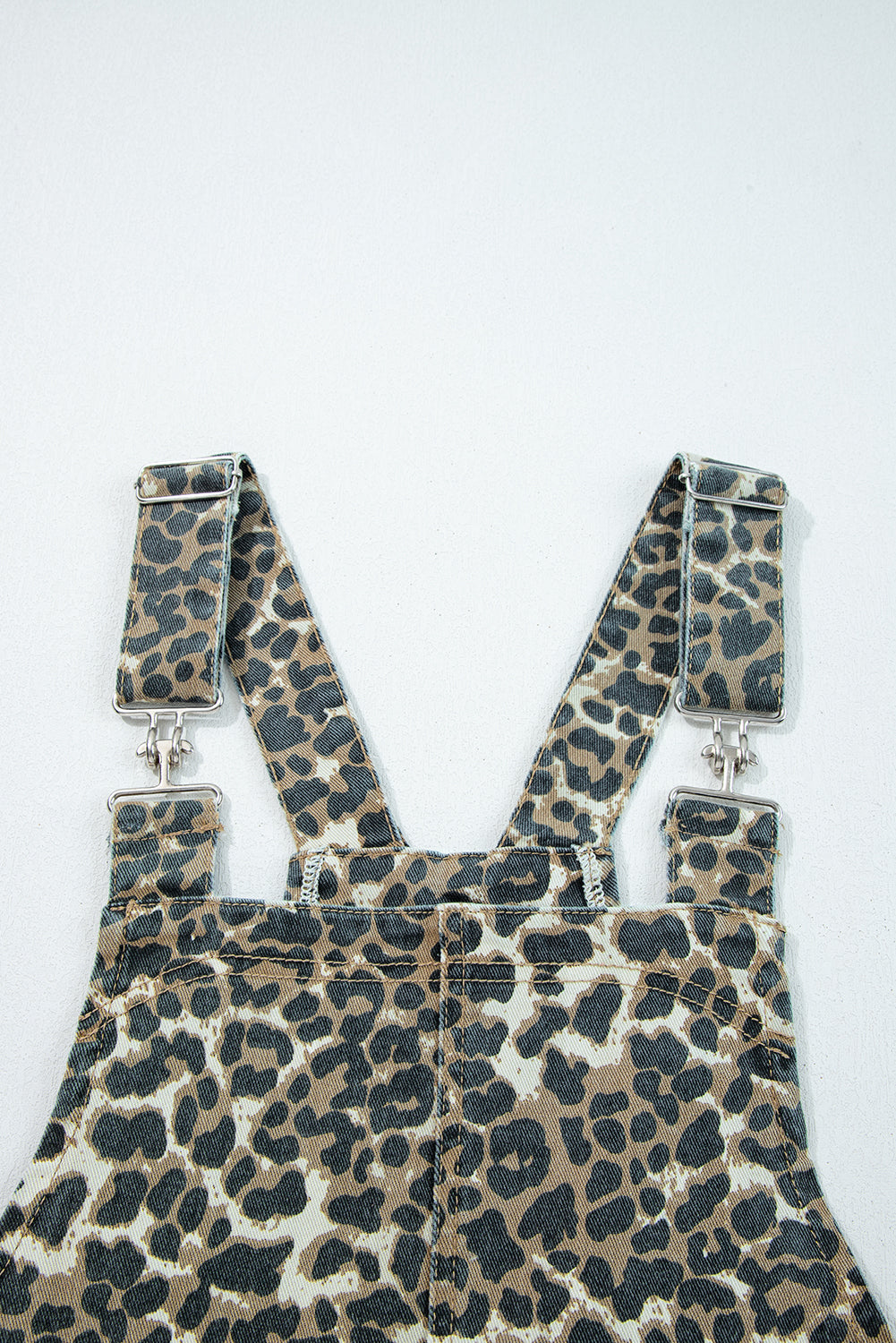 Leopard Denim Pocketed Mini Dress