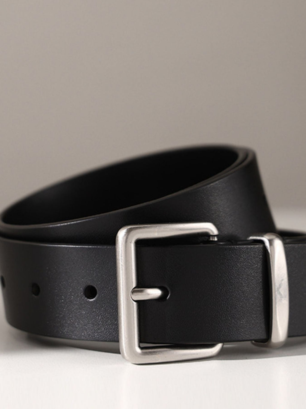 Classic Leather Belt with Buckle