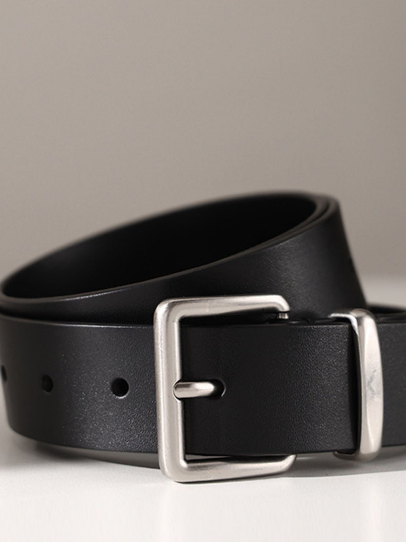 Classic Leather Belt with Buckle