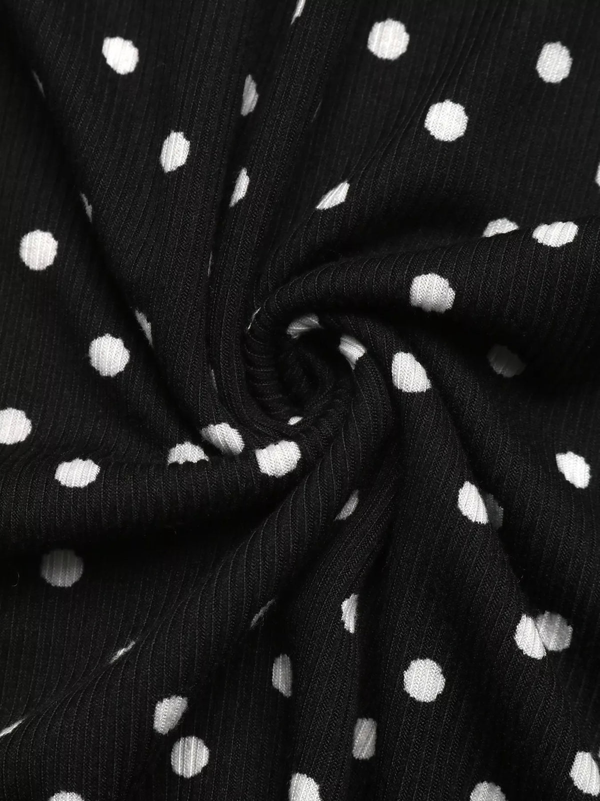 Polka Dot Long Sleeve Ruffle Hem Mini Dress