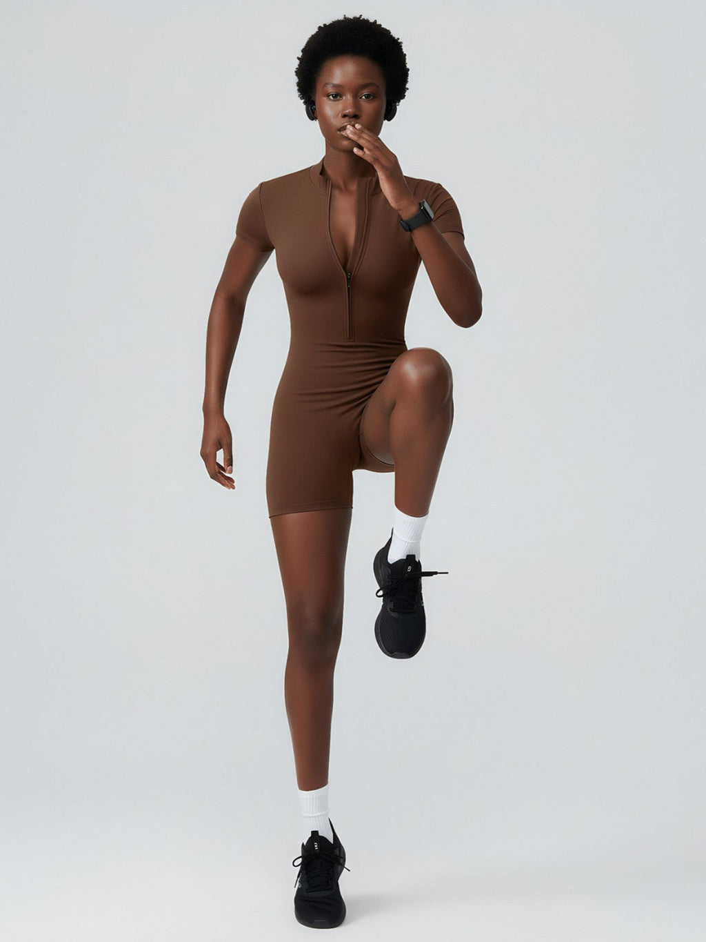 Women's One-Piece Half-Zip Tight Yoga Suit Jumpsuit