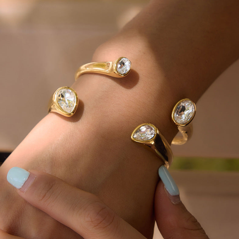Bezel Zircon Open Bangle Collection