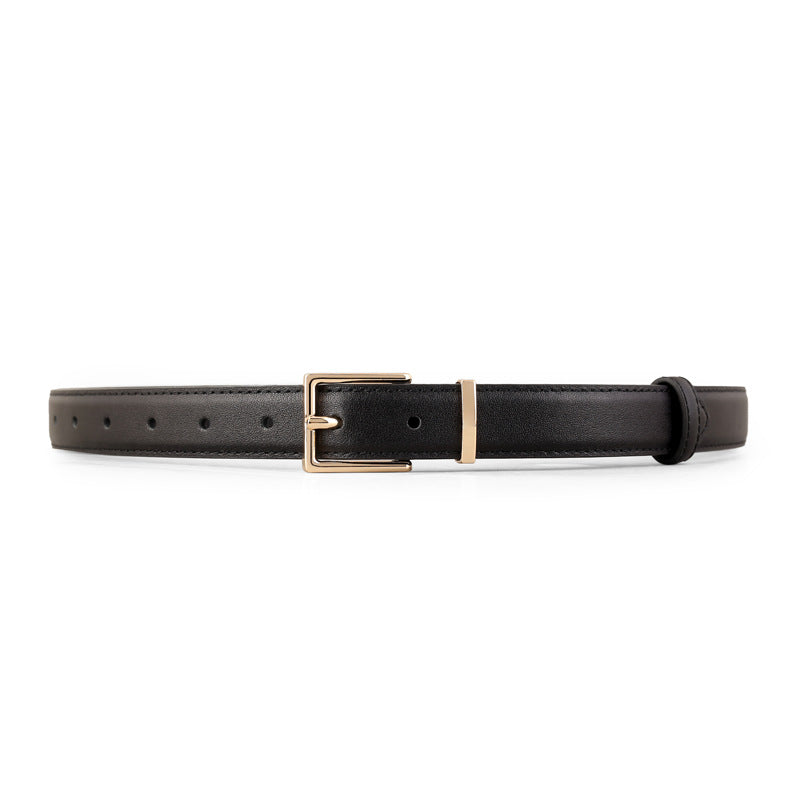 Leather Belt with Golden Buckle