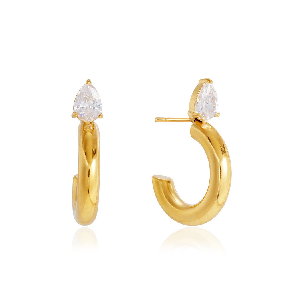 Twisted Zircon Huggie Earrings