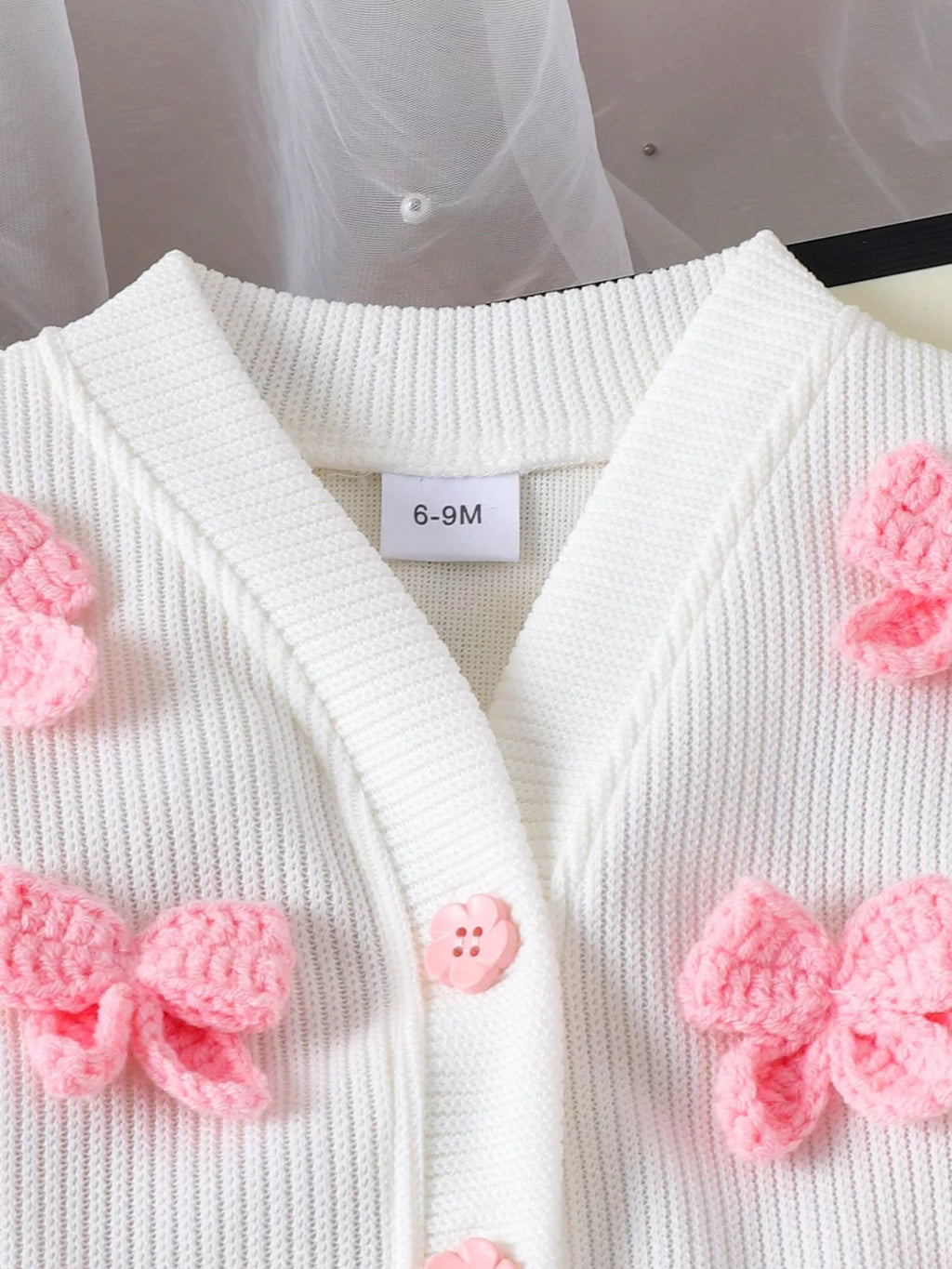 Children's Bow Button Up Cardigan and Pleated Skirt Set