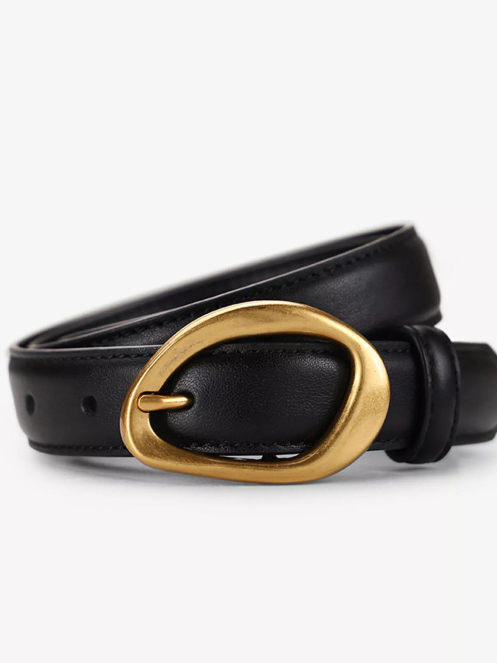Golden Buckle Leather Belt