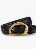 Golden Buckle Leather Belt