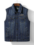 Men's Plus Size Button Up Denim Vest