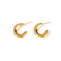 18K Gold C-Shaped Design Simple and Fashionable Earrings