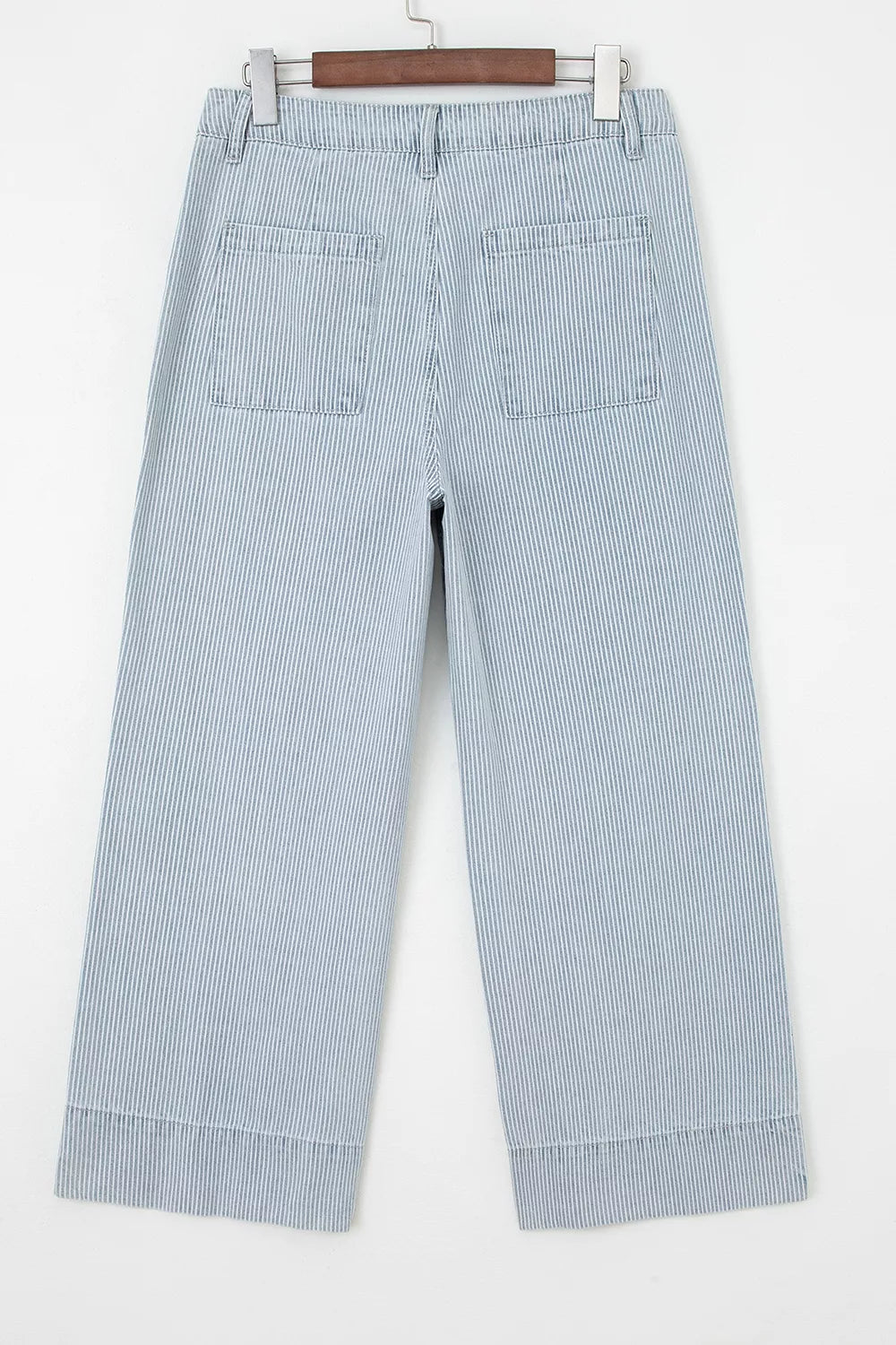 Striped Wide-Leg Cropped Jeans