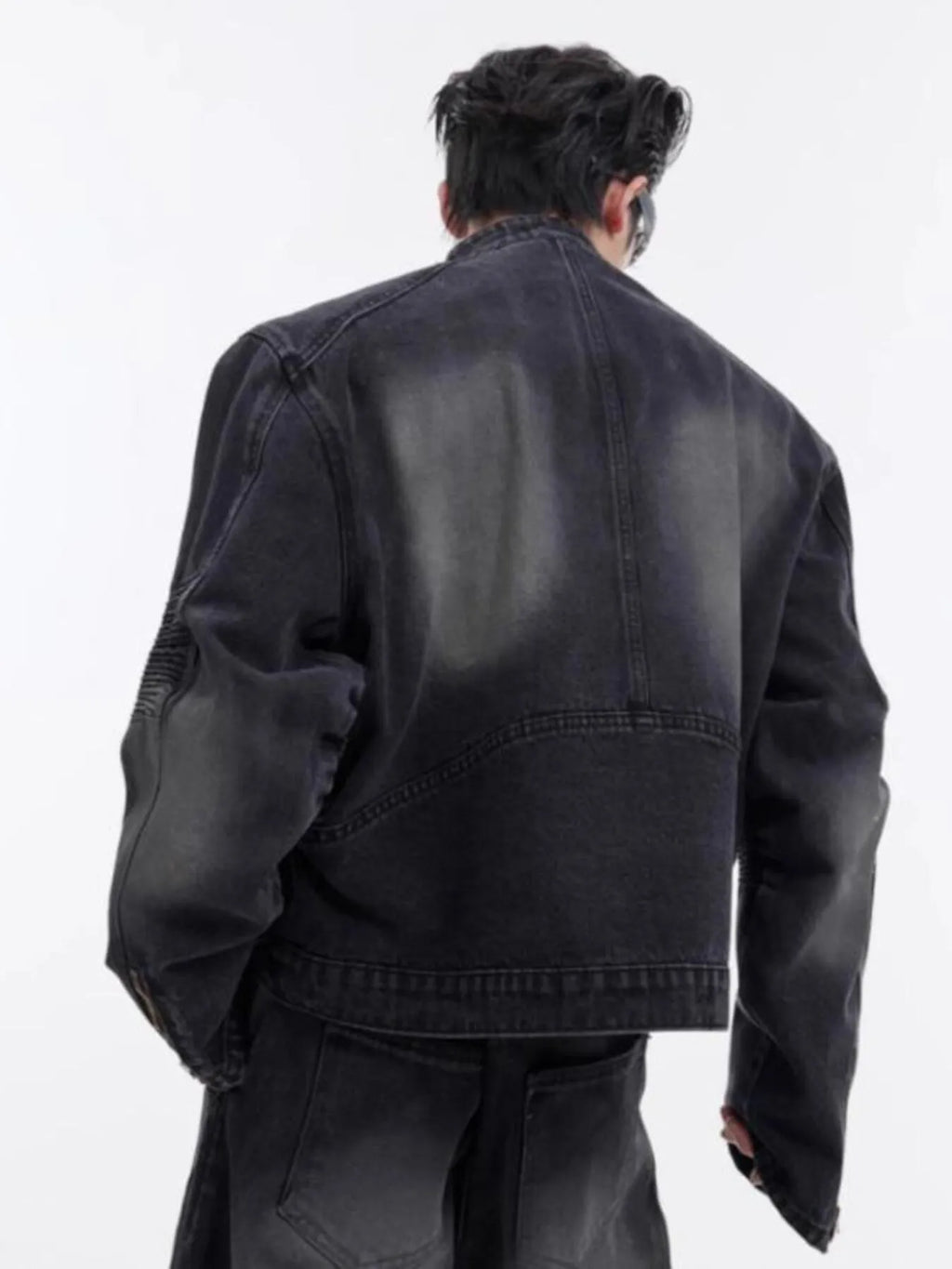 Men's Zip Up Long Sleeve Denim Jacket