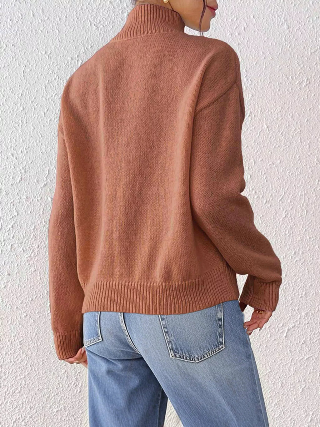 Center Seam Detail Turtleneck Sweater