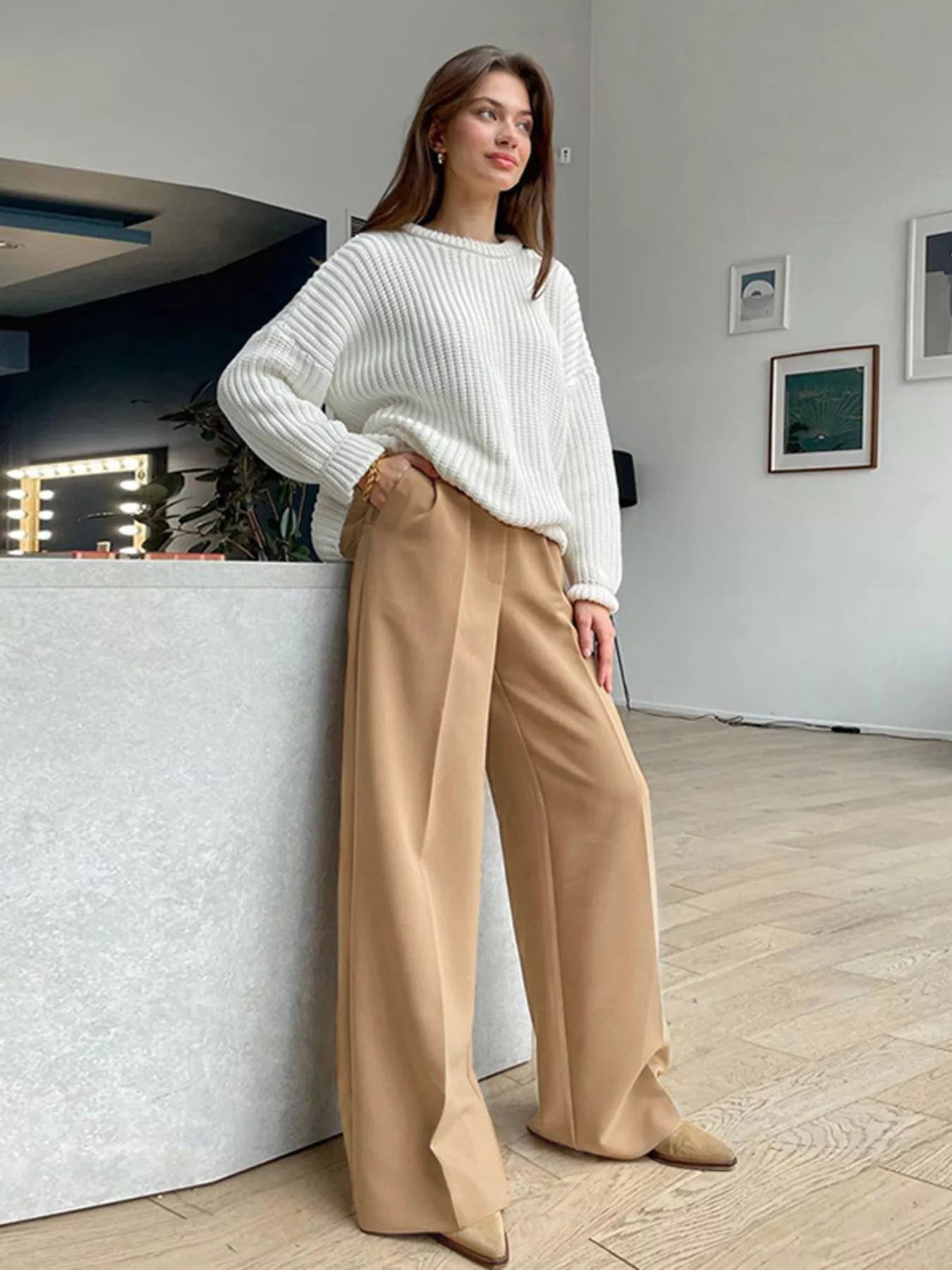 Wide Leg Pleated Pants