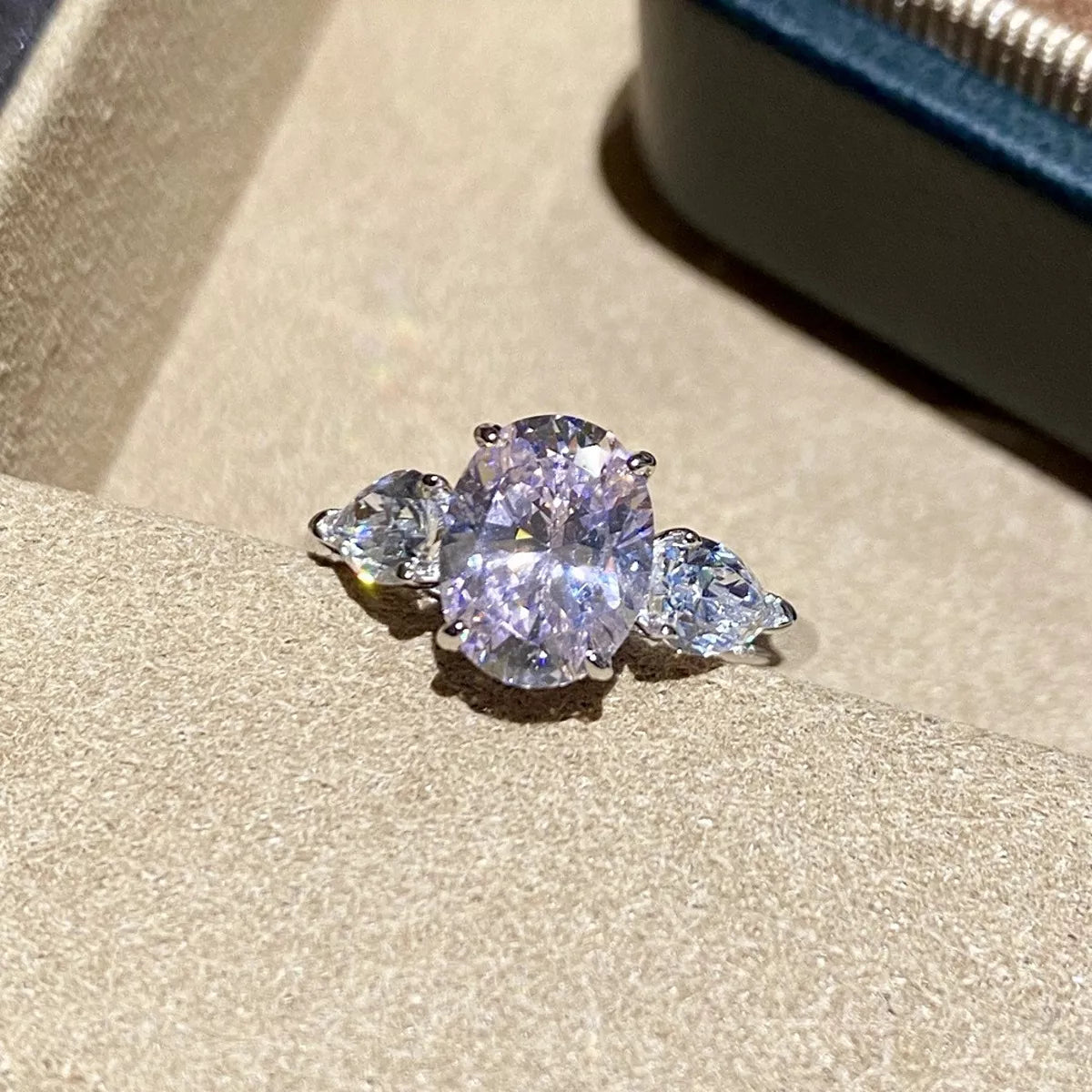 925 Sterling Silver Oval Cut Diamond Ring