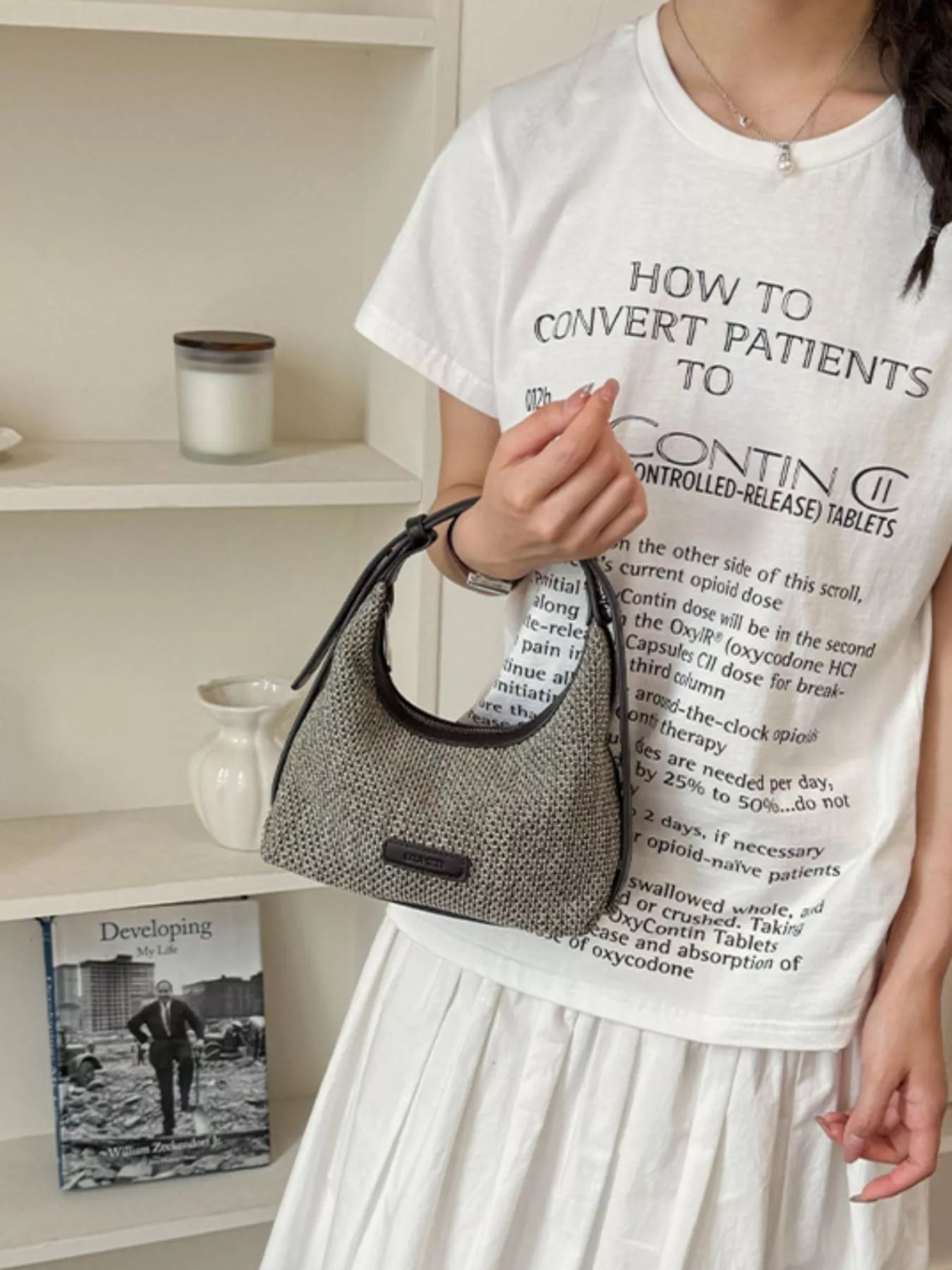 Textured Hobo Shoulder Bag
