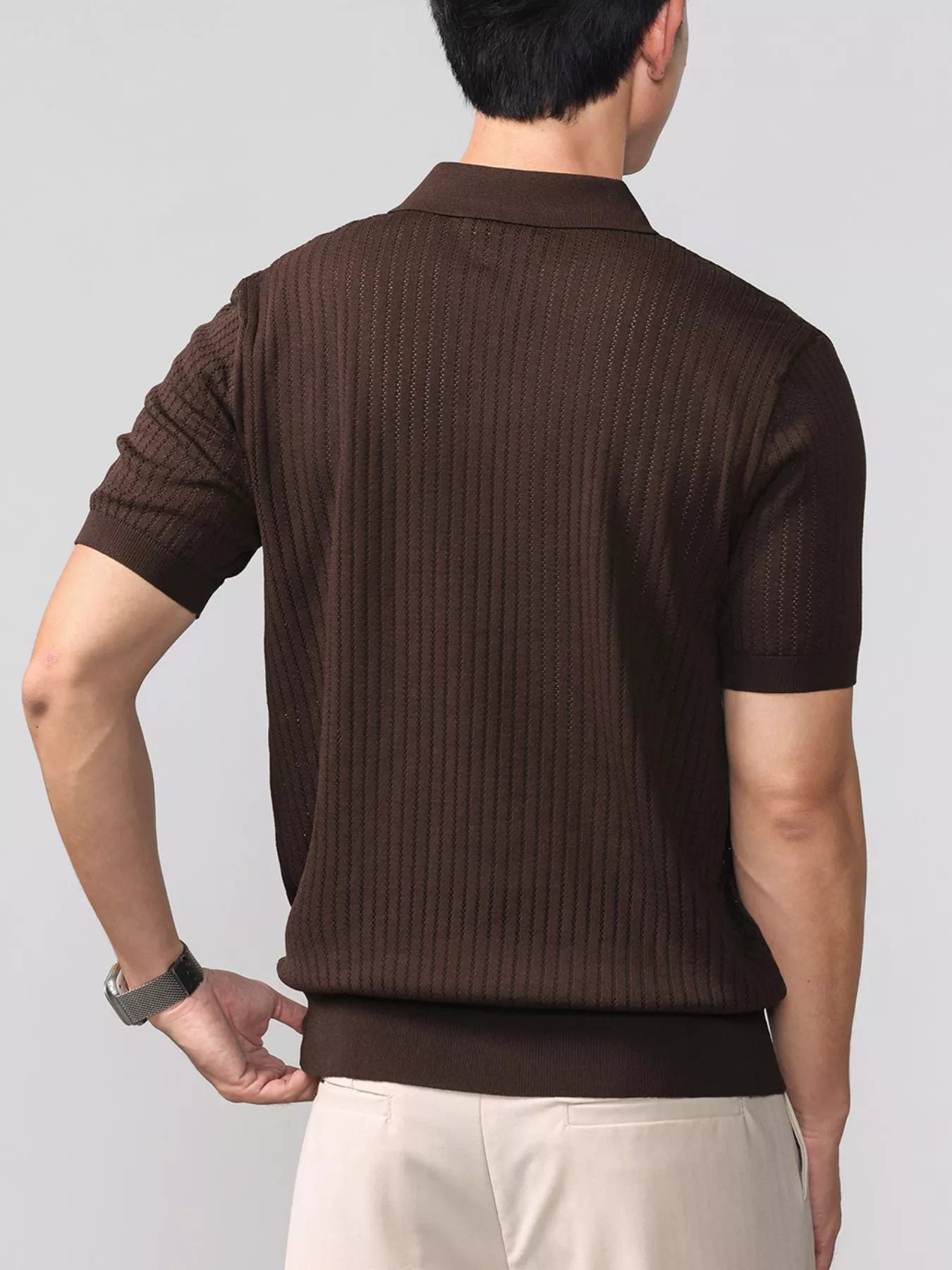Men's Plus Size Short Sleeve Breathable Knit Polo