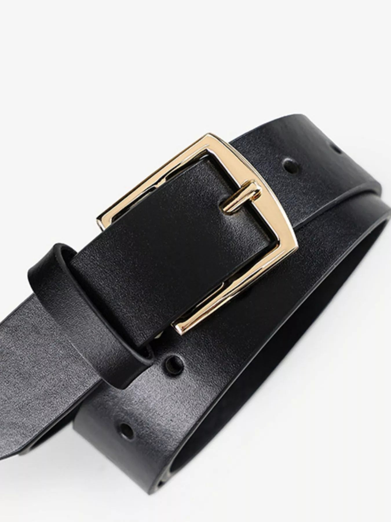 Leather Belt with Golden Buckle