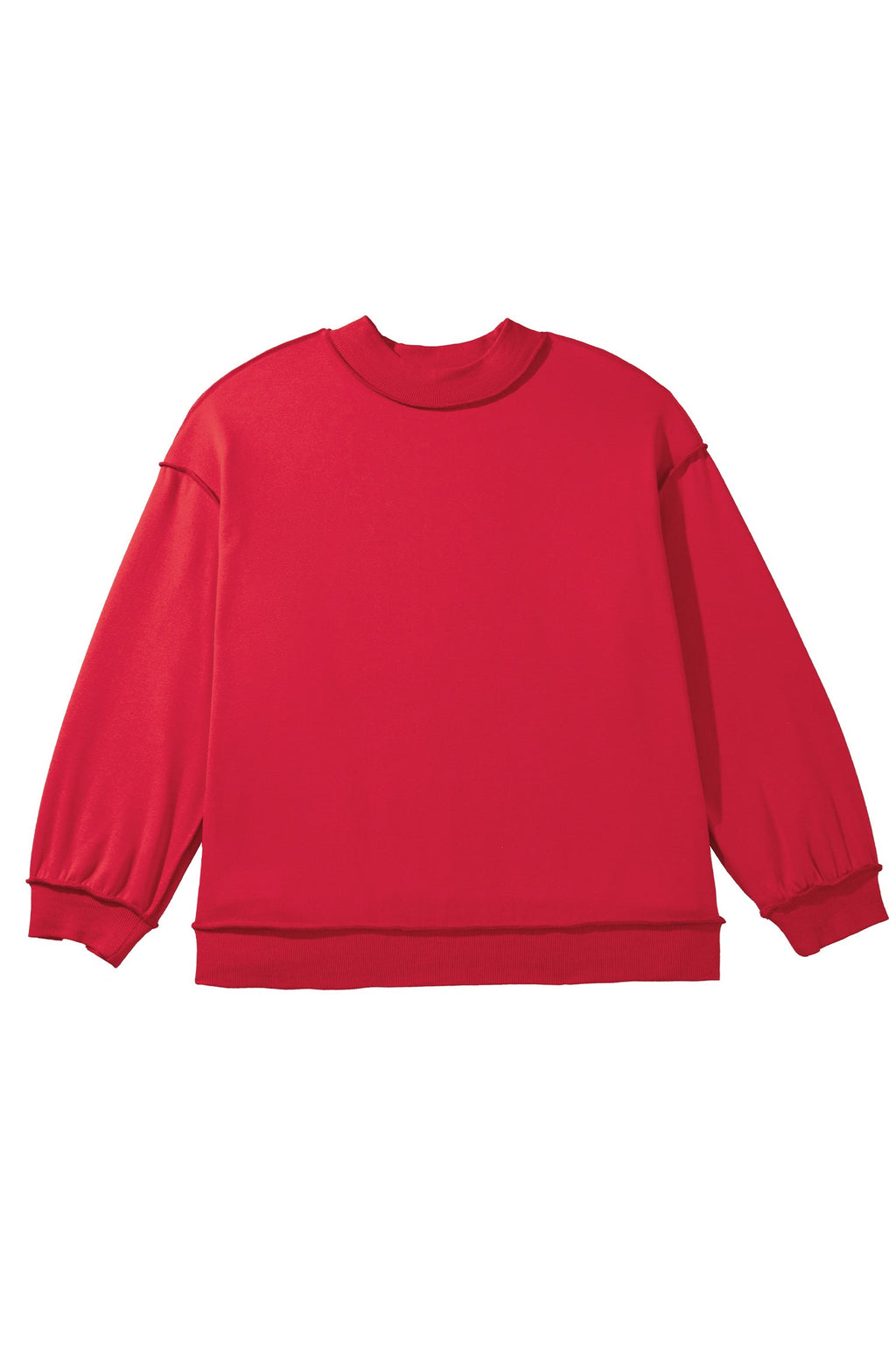 Racing Red Exposed Seam Detail Reversible Double Wear Plus Size Sweatshirt