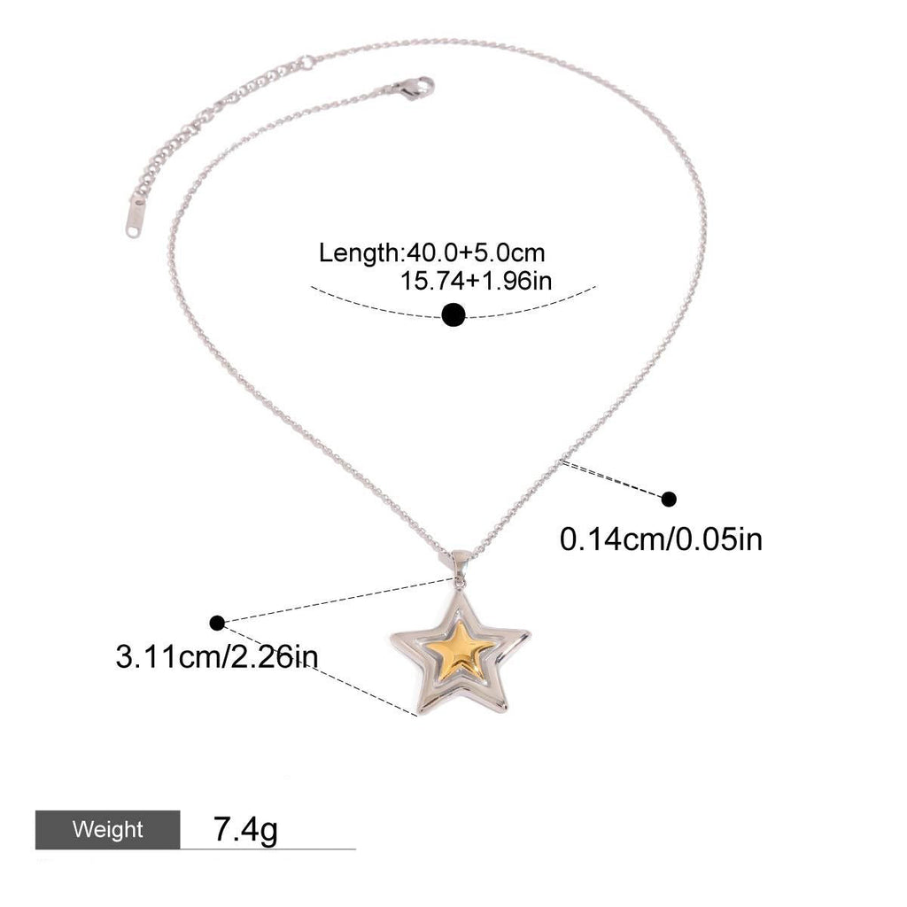 18K Gold Pentagram Design Fashion Personality Necklace