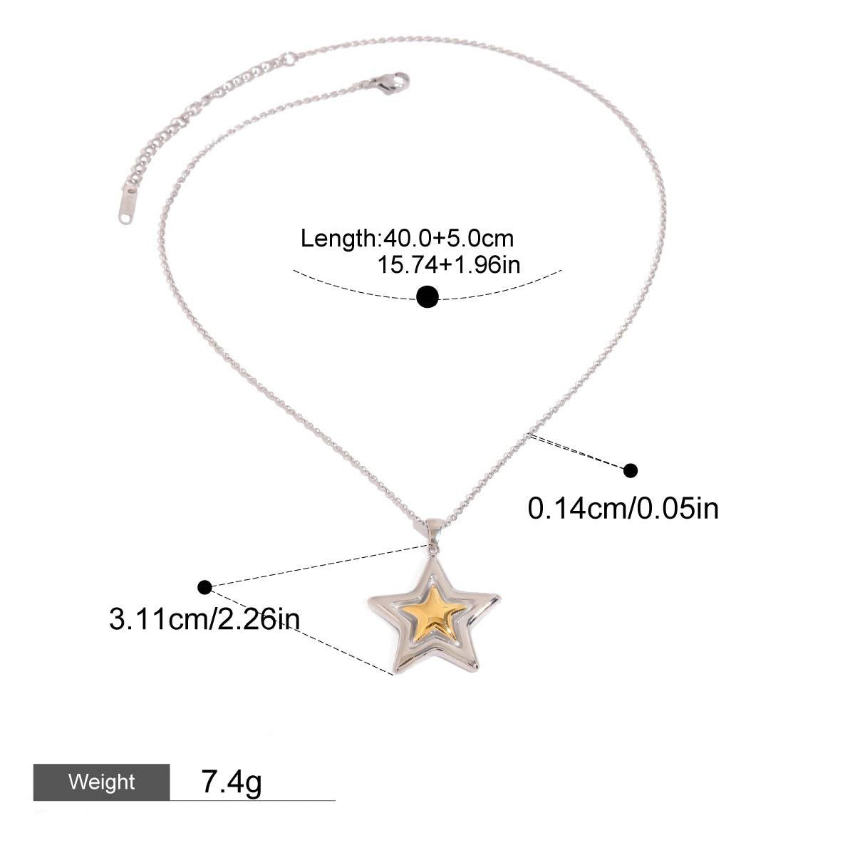 18K Gold Pentagram Design Fashion Personality Necklace