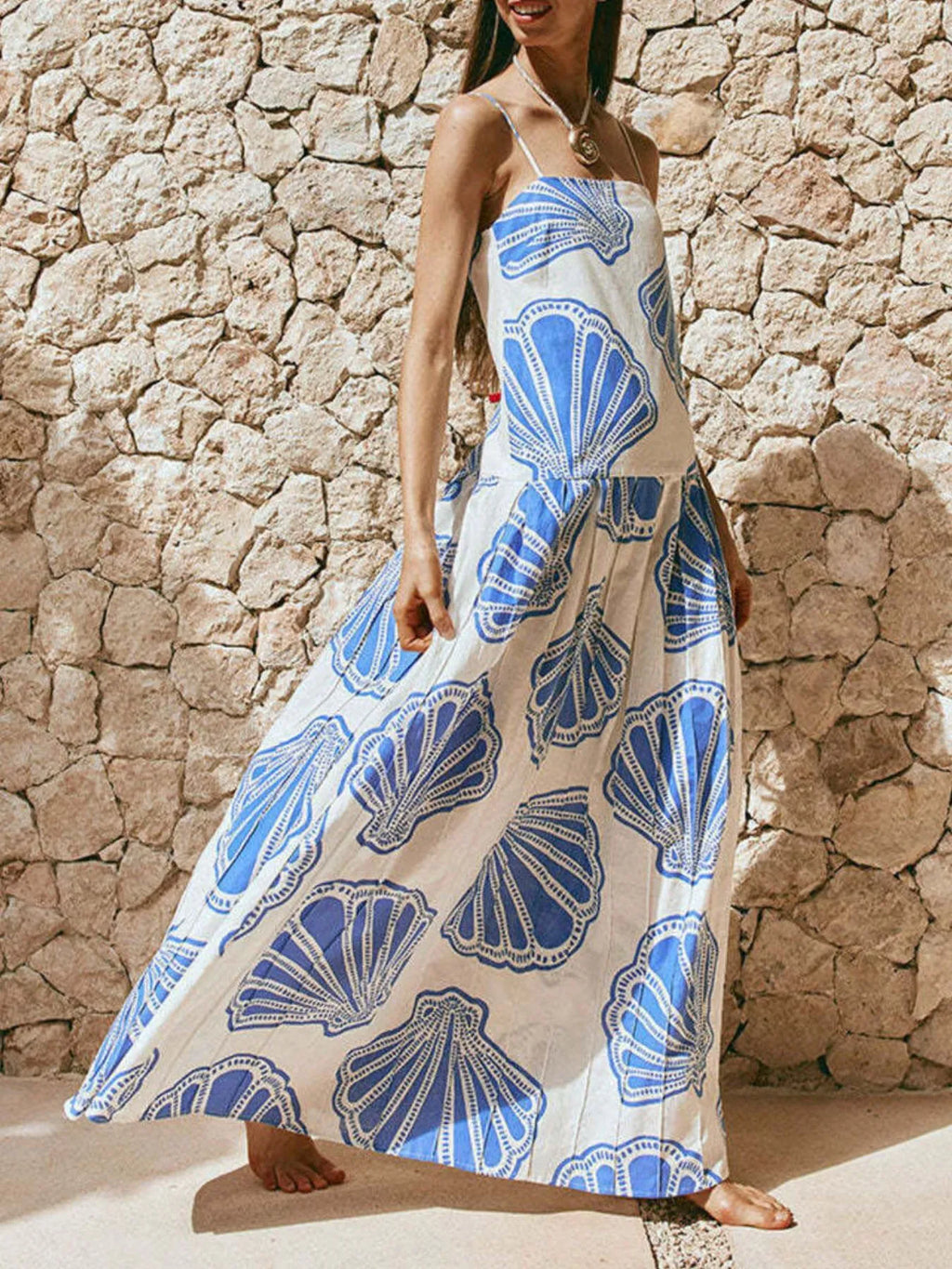 Seashell Print Maxi Cami Dress