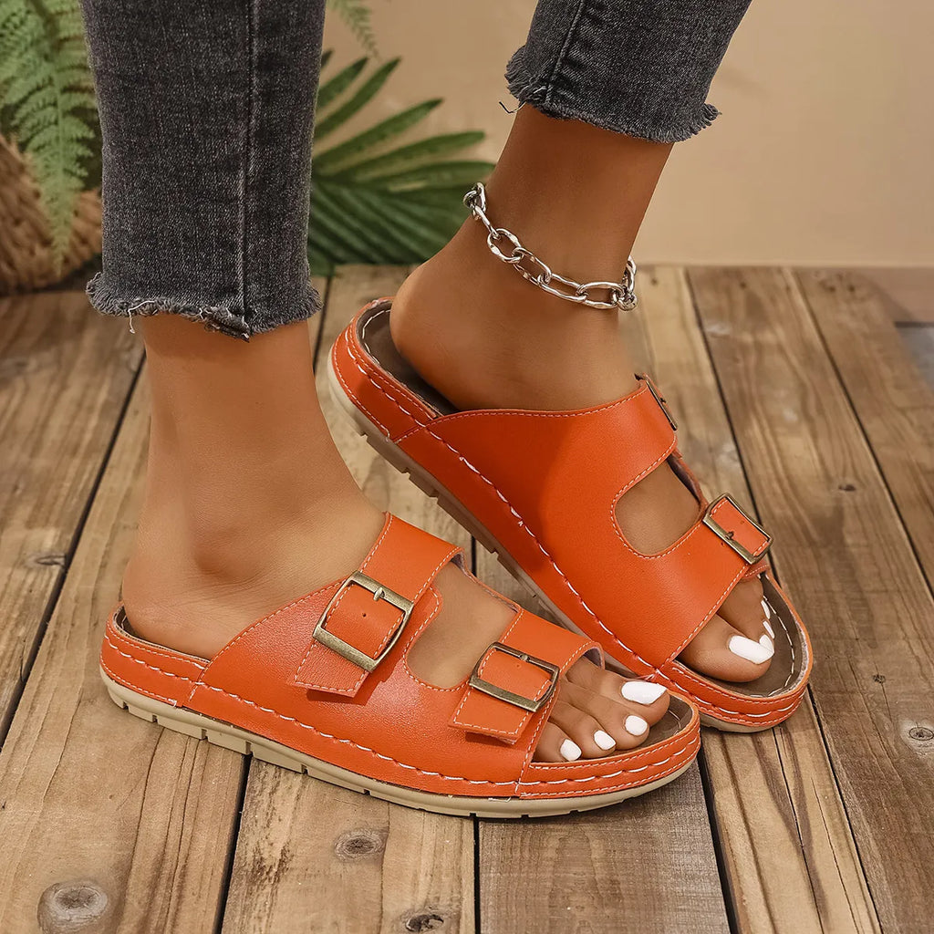 Double Buckle Platform Sandals