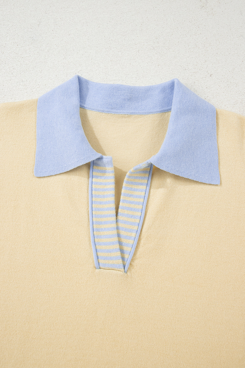 Stripe Colorblock Collared Drop Shoulder Sweater