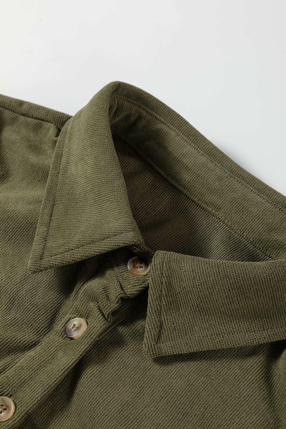 Solid Corduroy Half-Button Collared Mini Dress