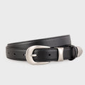 Classic Leather Belt with Silver Buckle