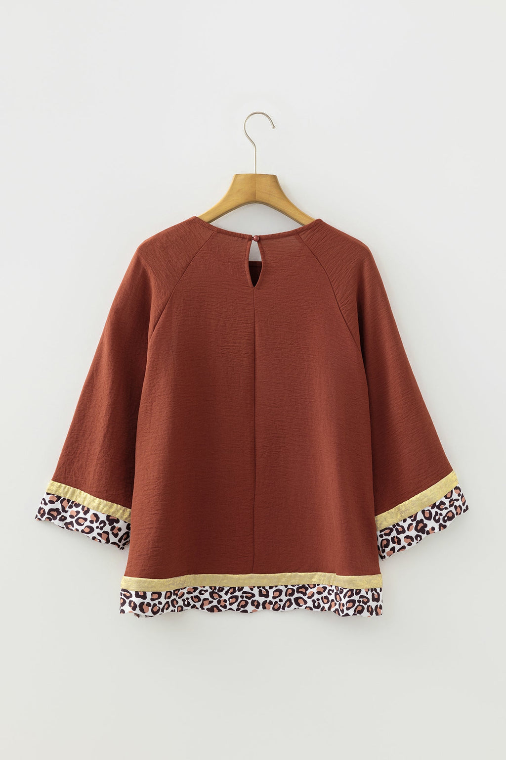 Clay Leopard Detail Loose Bracelet Sleeve Top