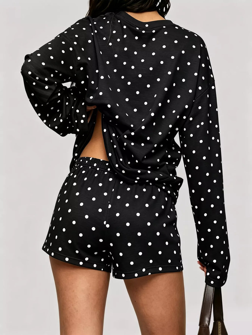 Polka Dot Long Sleeve Top and Shorts Set