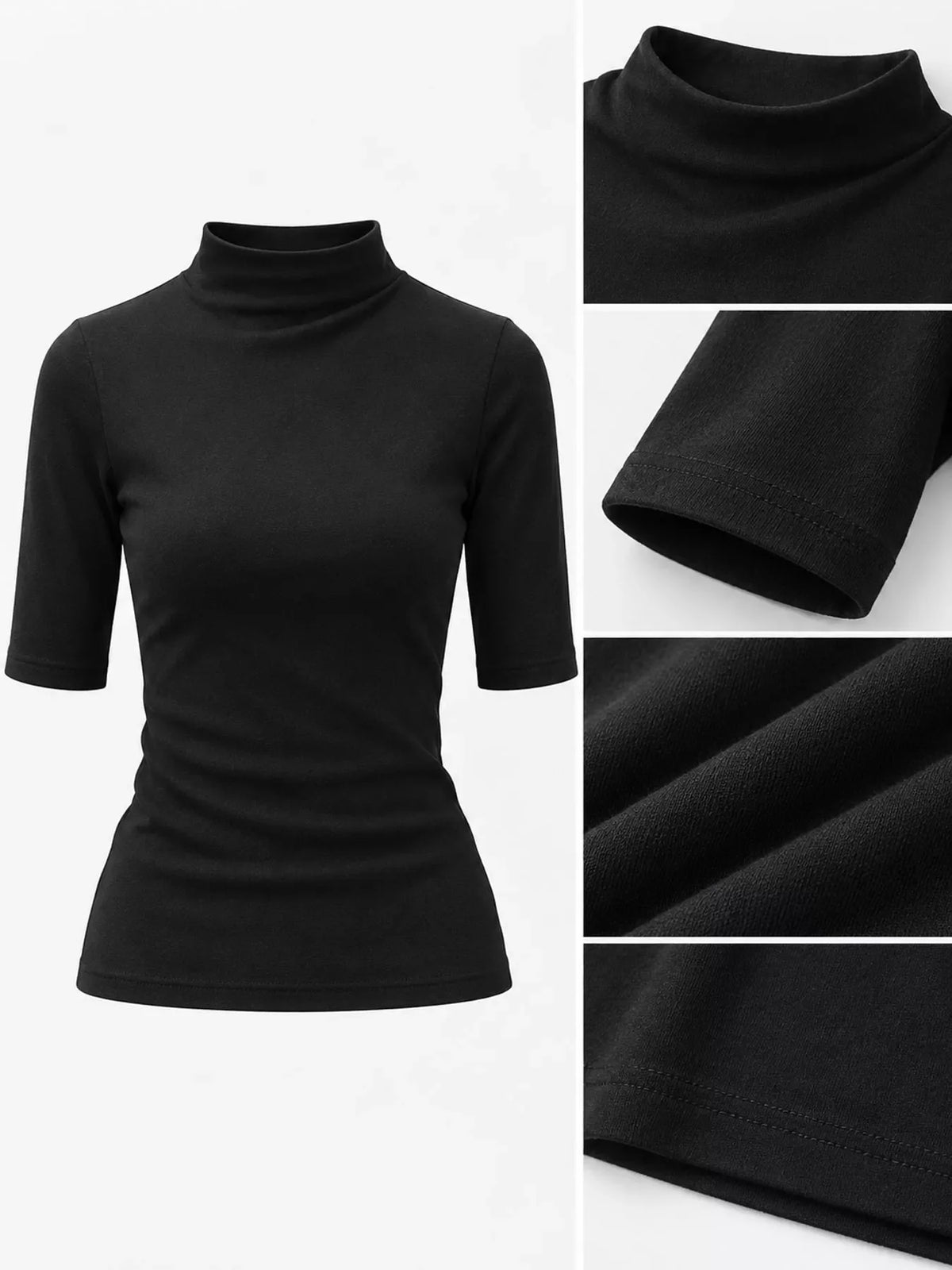 Full Size Mock Neck Half Sleeve T-Shirt Plus Size