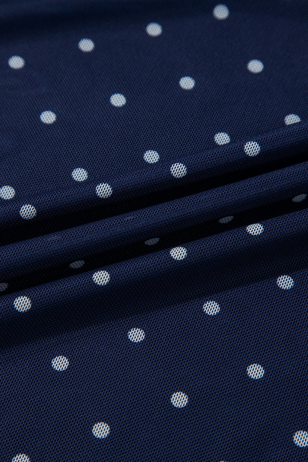 Blue Off Shoulder Polka Dot Mesh Long Sleeve Sheath Top