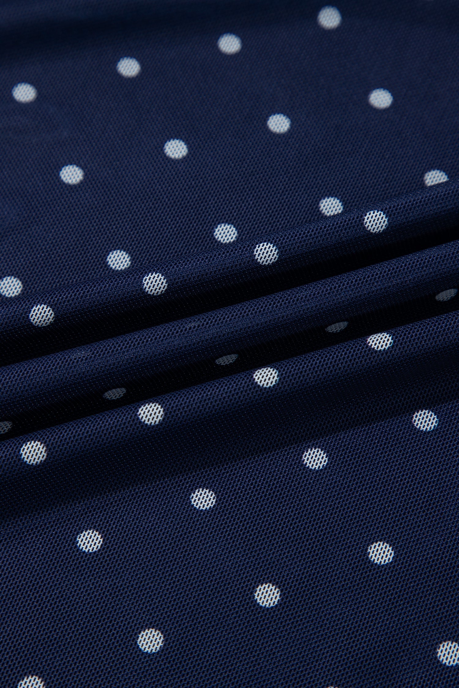 Blue Off Shoulder Polka Dot Mesh Long Sleeve Sheath Top