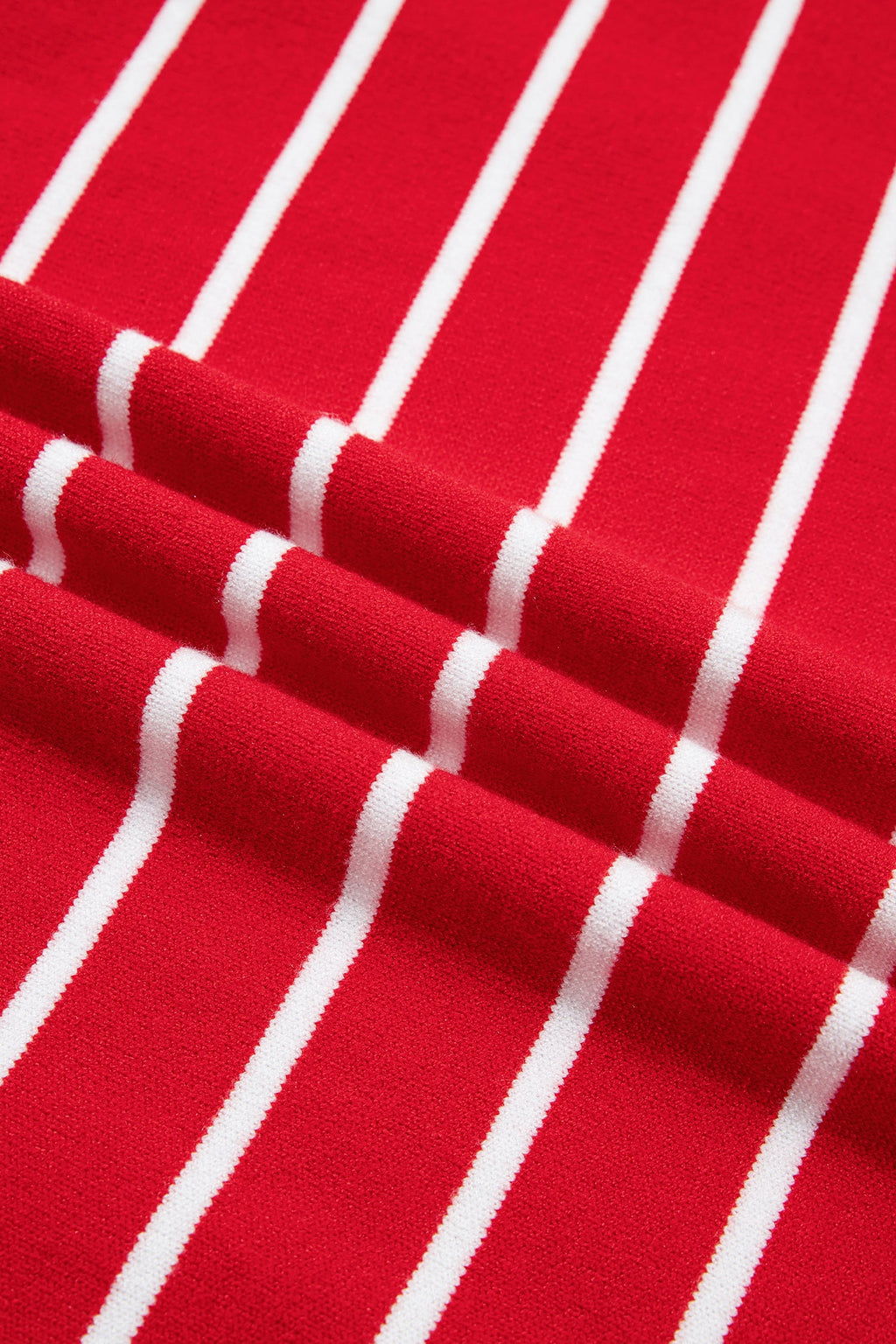 Red Stripe Dropped Shoulder Half Sleeve Relaxed Knit Sweater