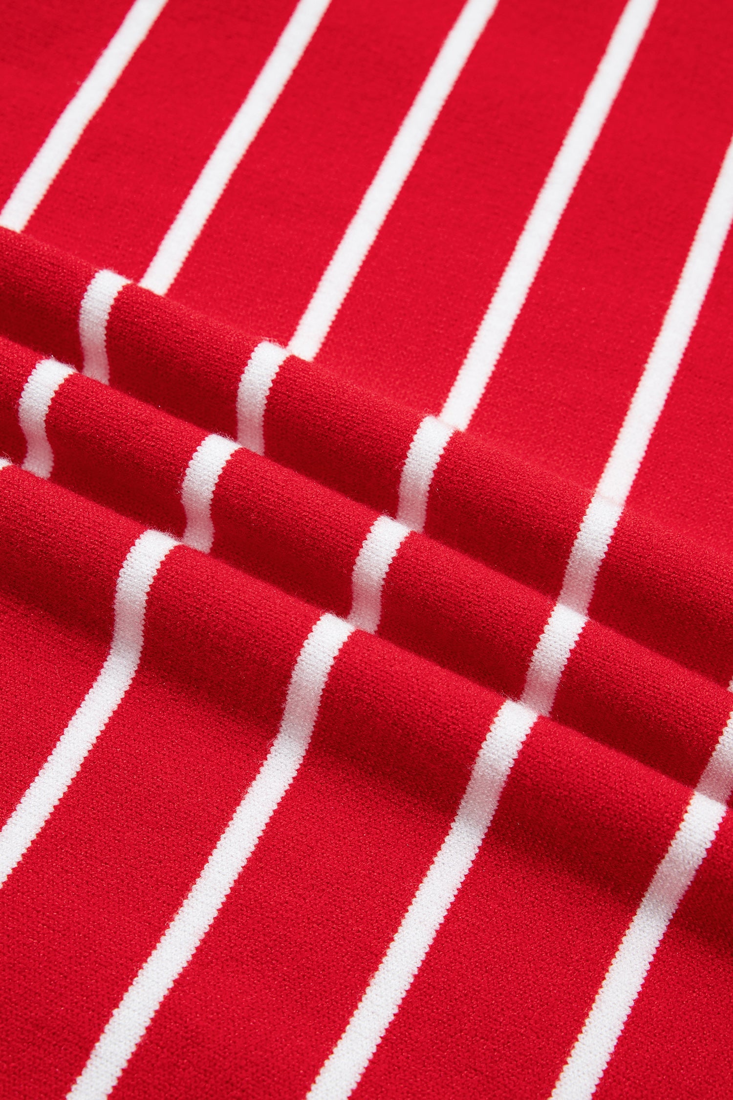 Red Stripe Dropped Shoulder Half Sleeve Relaxed Knit Sweater