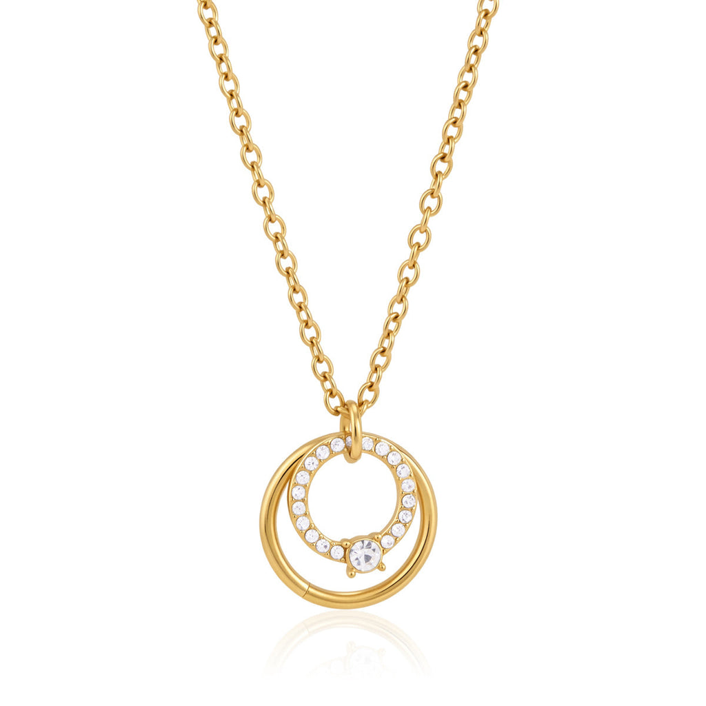 Sliding Double Circle Pendant Necklace Collection