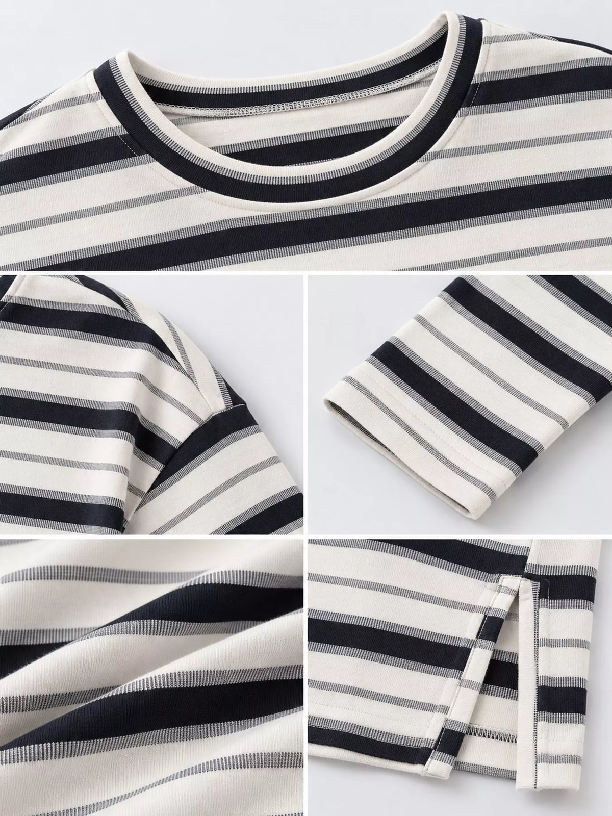 Oversized Striped Crew Neck T-Shirt
