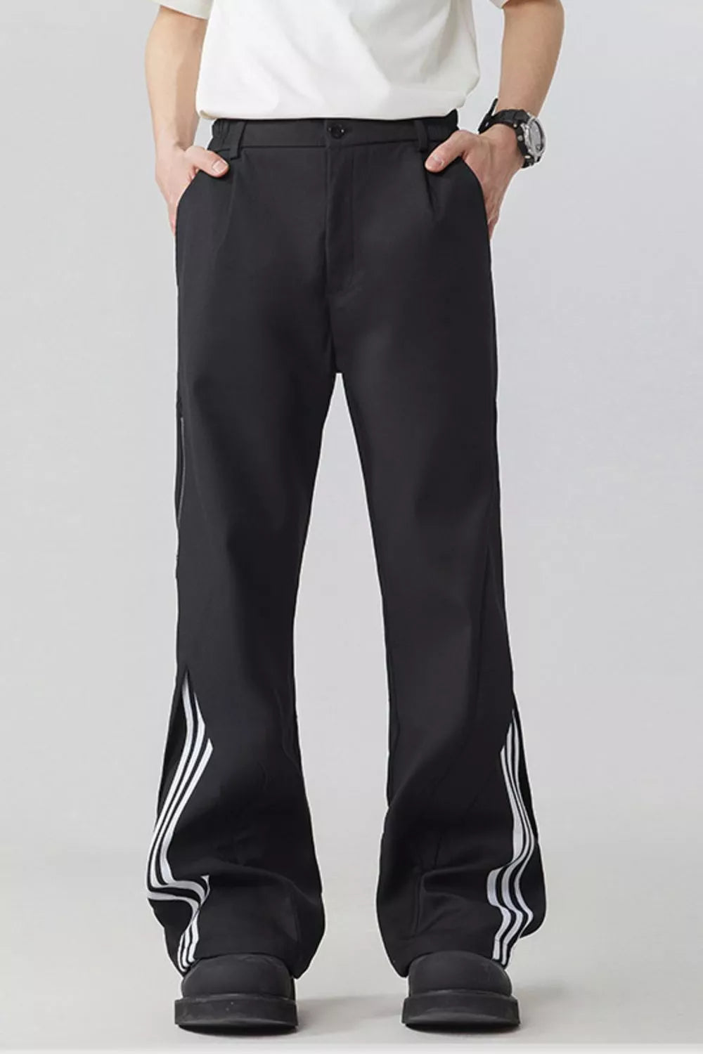 Men's Plus Size Side Stripe Wide Leg Pants