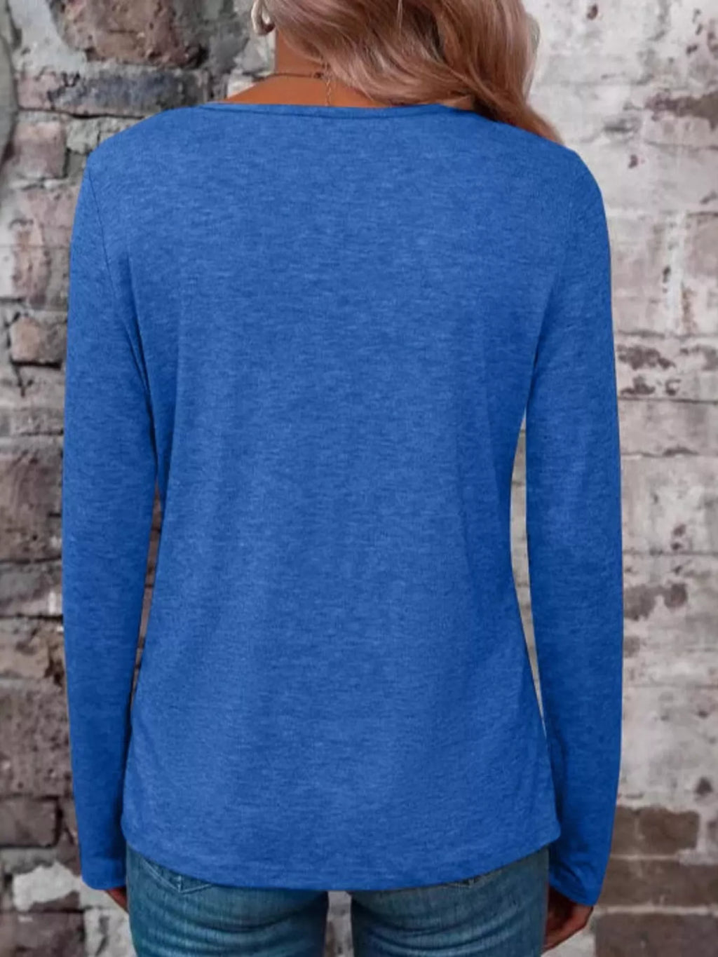 Crisscross V-Neck Long Sleeve T-Shirt